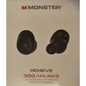 Monster Achieve 300 Airlinks Wireless Bluetooth Earbuds Black Sealed